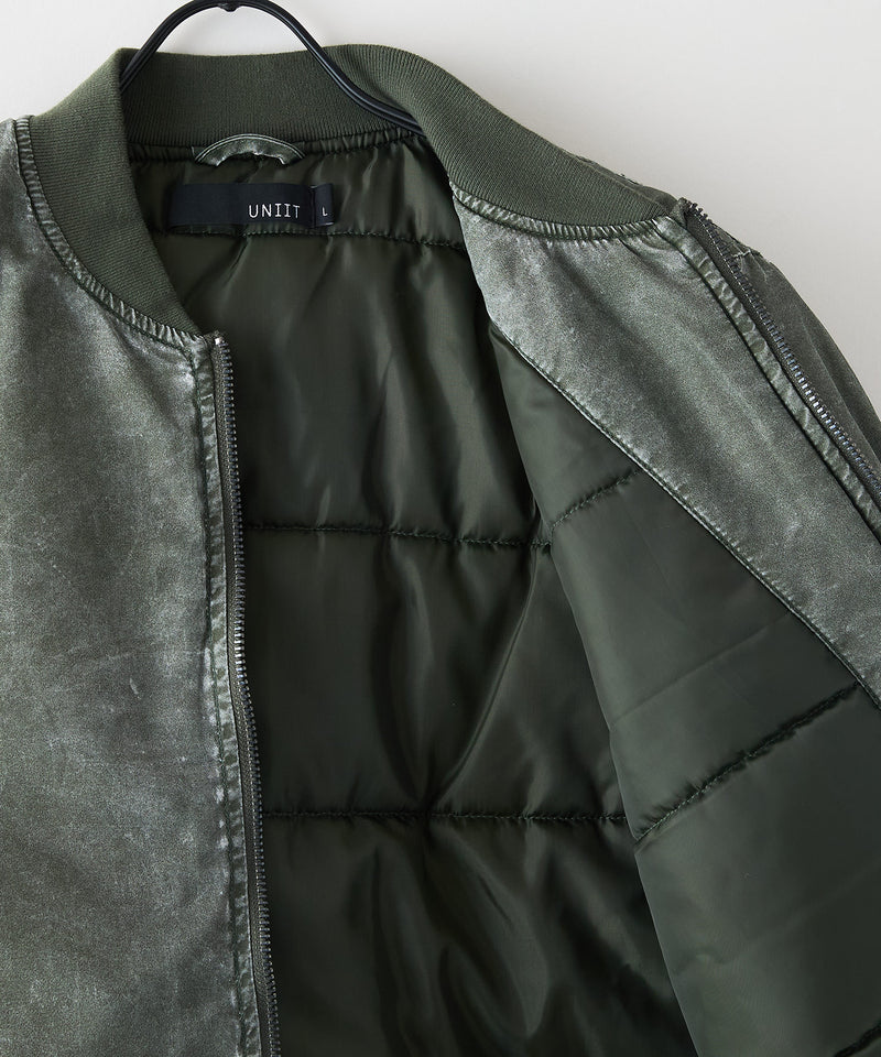 【UNIIT/ユニット】 ヴィンテージライクナイロン オーバーサイズMA-1 古着加工