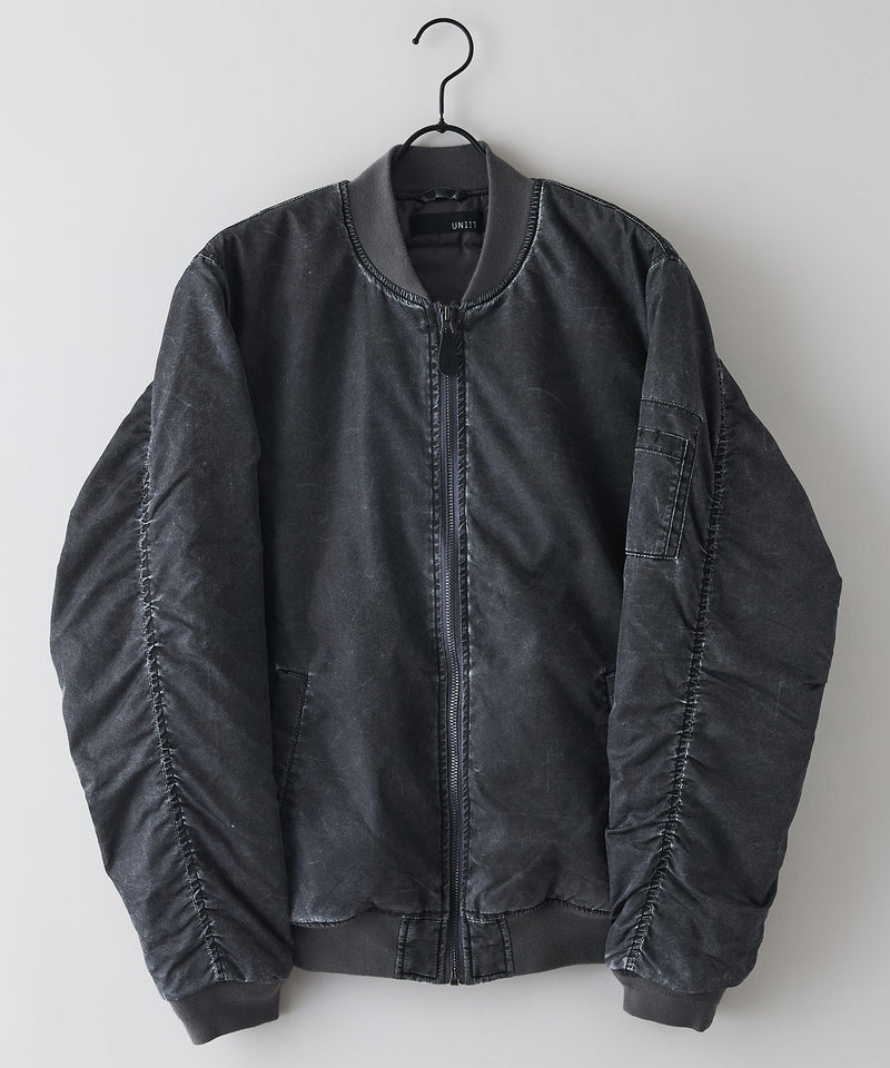 【UNIIT/ユニット】 ヴィンテージライクナイロン オーバーサイズMA-1 古着加工