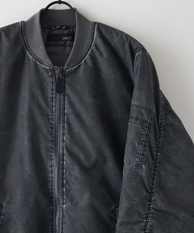 【UNIIT/ユニット】 ヴィンテージライクナイロン オーバーサイズMA-1 古着加工