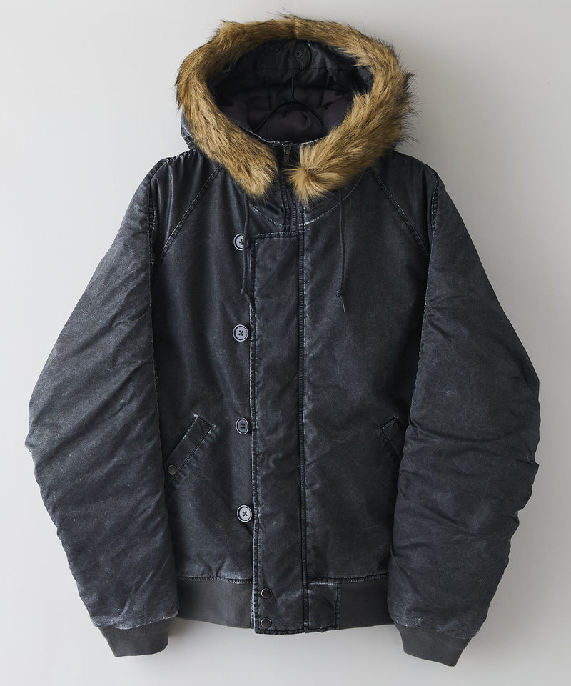 【UNIIT/ユニット】ヴィンテージナイロンN-2B オーバーサイズ 古着加工 衿ファー