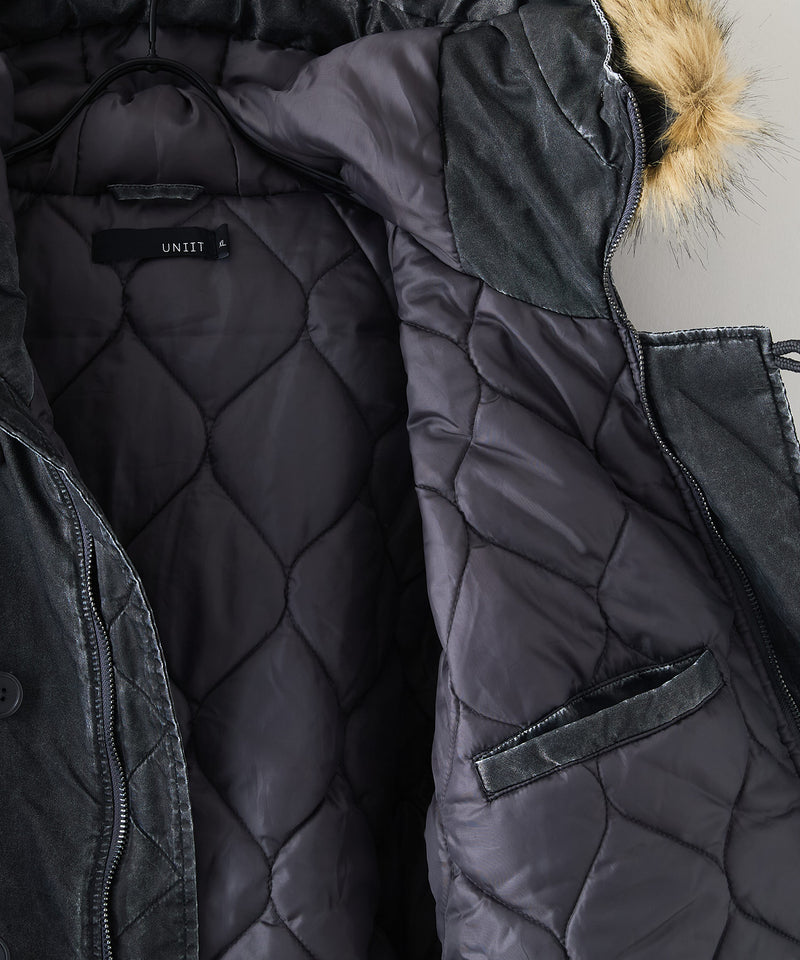 【UNIIT/ユニット】ヴィンテージナイロンN-2B オーバーサイズ 古着加工 衿ファー