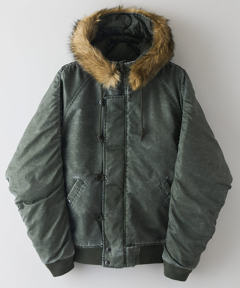 【UNIIT/ユニット】ヴィンテージナイロンN-2B オーバーサイズ 古着加工 衿ファー