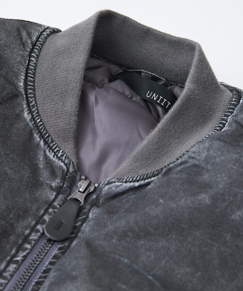 【UNIIT/ユニット】 ヴィンテージライクナイロン オーバーサイズMA-1 古着加工
