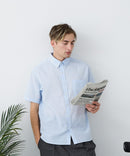【BLUE STANDARD/ブルースタンダード】【涼しくさらさらな肌ざわりの綿麻シャツ】コットンリネンミックス 半袖ボタンダウンシャツ レギュラーフィット 無地 通気性 清涼感 吸水速乾 紫外線対策