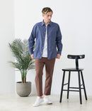 【BLUE STANDARD/ブルースタンダード】【涼しくさらさらな肌ざわりの綿麻シャツ】コットンリネンミックス レギュラーカラーシャツ リラックスフィット 無地 ストライプ 通気性 清涼感 吸水速乾 紫外線対策 羽織り