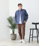 【BLUE STANDARD/ブルースタンダード】【涼しくさらさらな肌ざわりの綿麻シャツ】コットンリネンミックス レギュラーカラーシャツ リラックスフィット 無地 ストライプ 通気性 清涼感 吸水速乾 紫外線対策 羽織り