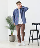 【BLUE STANDARD/ブルースタンダード】【涼しくさらさらな肌ざわりの綿麻シャツ】コットンリネンミックス レギュラーカラーシャツ リラックスフィット 無地 ストライプ 通気性 清涼感 吸水速乾 紫外線対策 羽織り