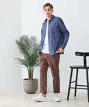 【BLUE STANDARD/ブルースタンダード】【涼しくさらさらな肌ざわりの綿麻シャツ】コットンリネンミックス レギュラーカラーシャツ リラックスフィット 無地 ストライプ 通気性 清涼感 吸水速乾 紫外線対策 羽織り