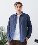 【BLUE STANDARD/ブルースタンダード】【涼しくさらさらな肌ざわりの綿麻シャツ】コットンリネンミックス レギュラーカラーシャツ リラックスフィット 無地 ストライプ 通気性 清涼感 吸水速乾 紫外線対策 羽織り