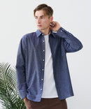 【BLUE STANDARD/ブルースタンダード】【涼しくさらさらな肌ざわりの綿麻シャツ】コットンリネンミックス レギュラーカラーシャツ リラックスフィット 無地 ストライプ 通気性 清涼感 吸水速乾 紫外線対策 羽織り