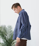 【BLUE STANDARD/ブルースタンダード】【涼しくさらさらな肌ざわりの綿麻シャツ】コットンリネンミックス レギュラーカラーシャツ リラックスフィット 無地 ストライプ 通気性 清涼感 吸水速乾 紫外線対策 羽織り