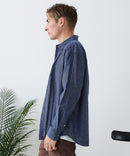 【BLUE STANDARD/ブルースタンダード】【涼しくさらさらな肌ざわりの綿麻シャツ】コットンリネンミックス レギュラーカラーシャツ リラックスフィット 無地 ストライプ 通気性 清涼感 吸水速乾 紫外線対策 羽織り