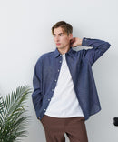 【BLUE STANDARD/ブルースタンダード】【涼しくさらさらな肌ざわりの綿麻シャツ】コットンリネンミックス レギュラーカラーシャツ リラックスフィット 無地 ストライプ 通気性 清涼感 吸水速乾 紫外線対策 羽織り
