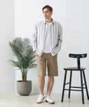 【BLUE STANDARD/ブルースタンダード】【涼しくさらさらな肌ざわりの綿麻シャツ】コットンリネンミックス レギュラーカラーシャツ リラックスフィット 無地 ストライプ 通気性 清涼感 吸水速乾 紫外線対策 羽織り