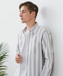 【BLUE STANDARD/ブルースタンダード】【涼しくさらさらな肌ざわりの綿麻シャツ】コットンリネンミックス レギュラーカラーシャツ リラックスフィット 無地 ストライプ 通気性 清涼感 吸水速乾 紫外線対策 羽織り