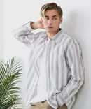 【BLUE STANDARD/ブルースタンダード】【涼しくさらさらな肌ざわりの綿麻シャツ】コットンリネンミックス レギュラーカラーシャツ リラックスフィット 無地 ストライプ 通気性 清涼感 吸水速乾 紫外線対策 羽織り