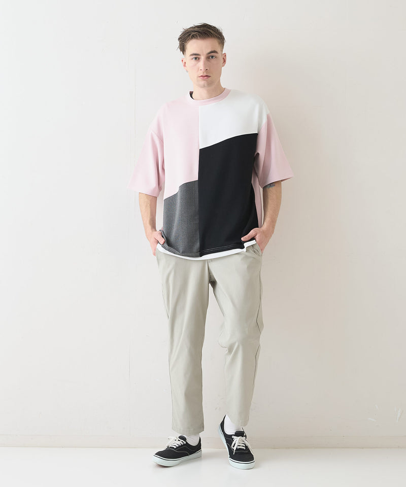 【Blue Standard/ブルースタンダード】接触冷感 COOLスムース フェイクレイヤード リラックスフィット切り替えデザインTシャツ