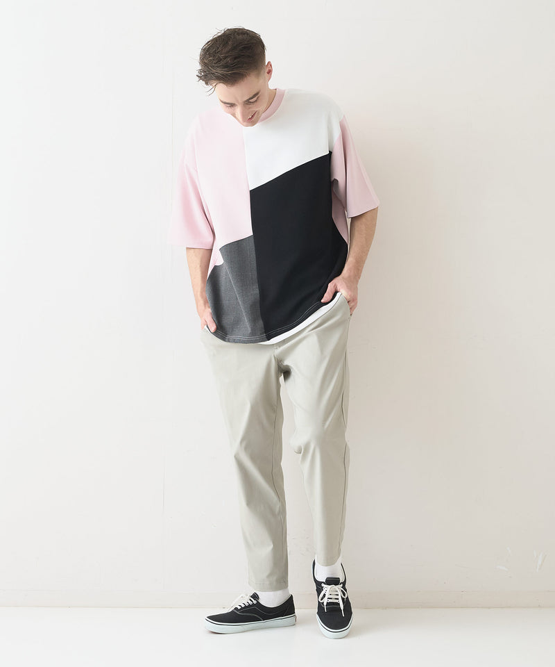 【Blue Standard/ブルースタンダード】接触冷感 COOLスムース フェイクレイヤード リラックスフィット切り替えデザインTシャツ