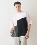 【Blue Standard/ブルースタンダード】接触冷感 COOLスムース フェイクレイヤード リラックスフィット切り替えデザインTシャツ