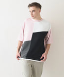 【Blue Standard/ブルースタンダード】接触冷感 COOLスムース フェイクレイヤード リラックスフィット切り替えデザインTシャツ