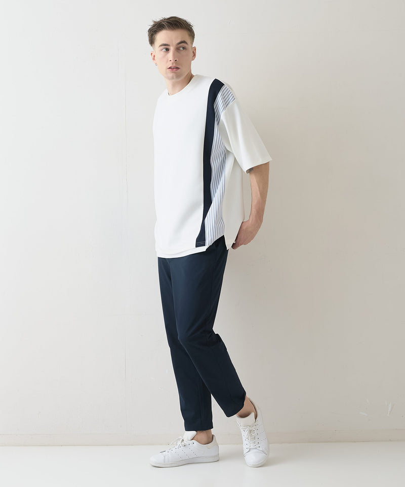 【Blue Standard/ブルースタンダード】接触冷感 COOLスムース フェイクレイヤード リラックスフィット切り替えデザインTシャツ