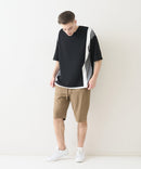 【Blue Standard/ブルースタンダード】接触冷感 COOLスムース フェイクレイヤード リラックスフィット切り替えデザインTシャツ