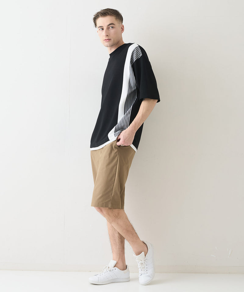 【Blue Standard/ブルースタンダード】接触冷感 COOLスムース フェイクレイヤード リラックスフィット切り替えデザインTシャツ