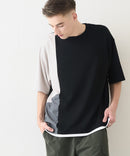 【Blue Standard/ブルースタンダード】接触冷感 COOLスムース フェイクレイヤード リラックスフィット切り替えデザインTシャツ
