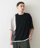 【Blue Standard/ブルースタンダード】接触冷感 COOLスムース フェイクレイヤード リラックスフィット切り替えデザインTシャツ