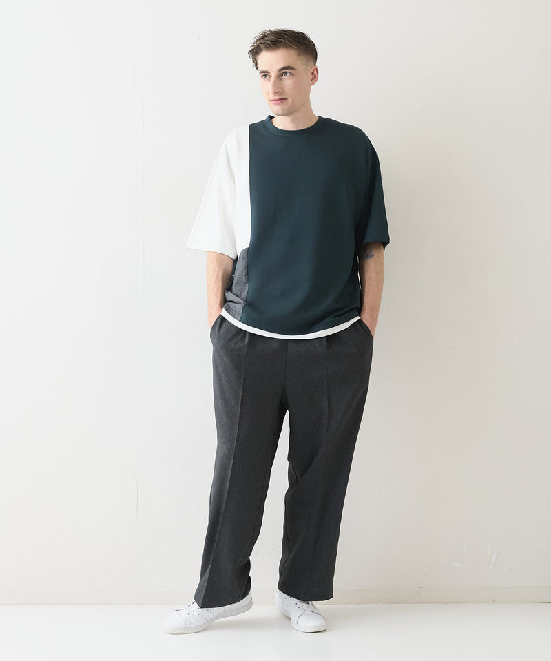 【Blue Standard/ブルースタンダード】接触冷感 COOLスムース フェイクレイヤード リラックスフィット切り替えデザインTシャツ
