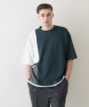 【Blue Standard/ブルースタンダード】接触冷感 COOLスムース フェイクレイヤード リラックスフィット切り替えデザインTシャツ