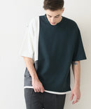 【Blue Standard/ブルースタンダード】接触冷感 COOLスムース フェイクレイヤード リラックスフィット切り替えデザインTシャツ