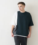 【Blue Standard/ブルースタンダード】接触冷感 COOLスムース フェイクレイヤード リラックスフィット切り替えデザインTシャツ