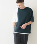 【Blue Standard/ブルースタンダード】接触冷感 COOLスムース フェイクレイヤード リラックスフィット切り替えデザインTシャツ