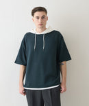 接触冷感 COOLスムース フェイクレイヤード リラックス フィット  Tパーカー BLUE STANDARD