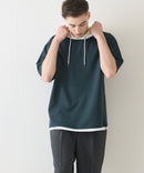 接触冷感 COOLスムース フェイクレイヤード リラックス フィット  Tパーカー BLUE STANDARD