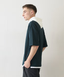 接触冷感 COOLスムース フェイクレイヤード リラックス フィット  Tパーカー BLUE STANDARD