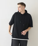 接触冷感 COOLスムース フェイクレイヤード リラックス フィット  Tパーカー BLUE STANDARD