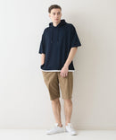 接触冷感 COOLスムース フェイクレイヤード リラックス フィット  Tパーカー BLUE STANDARD