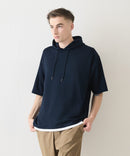 接触冷感 COOLスムース フェイクレイヤード リラックス フィット  Tパーカー BLUE STANDARD