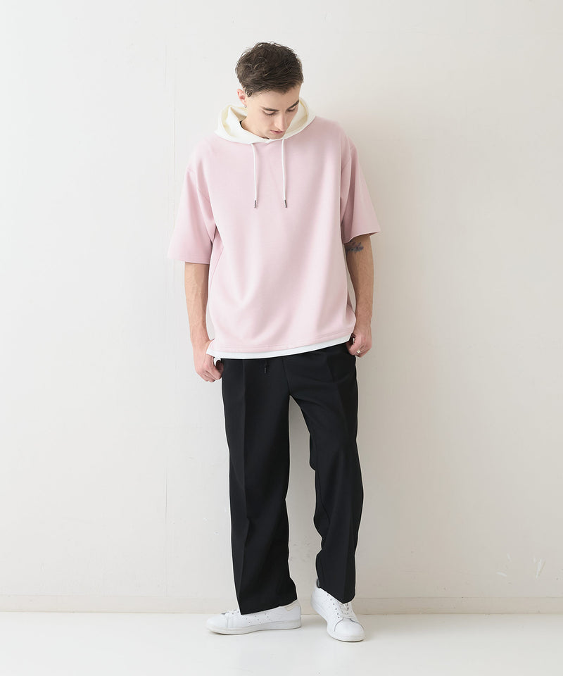 接触冷感 COOLスムース フェイクレイヤード リラックス フィット  Tパーカー BLUE STANDARD