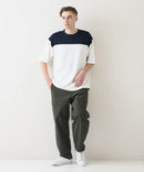 接触冷感 COOLスムース フェイクレイヤード フットボール切り替えリラックスフィットTシャツ  BLUE STANDARD