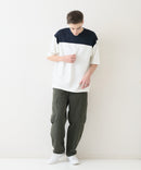 接触冷感 COOLスムース フェイクレイヤード フットボール切り替えリラックスフィットTシャツ  BLUE STANDARD