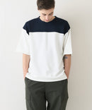 接触冷感 COOLスムース フェイクレイヤード フットボール切り替えリラックスフィットTシャツ  BLUE STANDARD