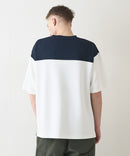 接触冷感 COOLスムース フェイクレイヤード フットボール切り替えリラックスフィットTシャツ  BLUE STANDARD