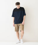 接触冷感 COOLスムース フェイクレイヤード フットボール切り替えリラックスフィットTシャツ  BLUE STANDARD