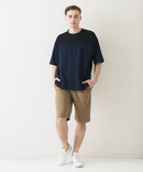 接触冷感 COOLスムース フェイクレイヤード フットボール切り替えリラックスフィットTシャツ  BLUE STANDARD