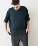 接触冷感 COOLスムース フェイクレイヤード フットボール切り替えリラックスフィットTシャツ  BLUE STANDARD