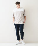 接触冷感 COOLスムース フェイクレイヤード フットボール切り替えリラックスフィットTシャツ  BLUE STANDARD