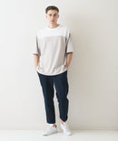 接触冷感 COOLスムース フェイクレイヤード フットボール切り替えリラックスフィットTシャツ  BLUE STANDARD